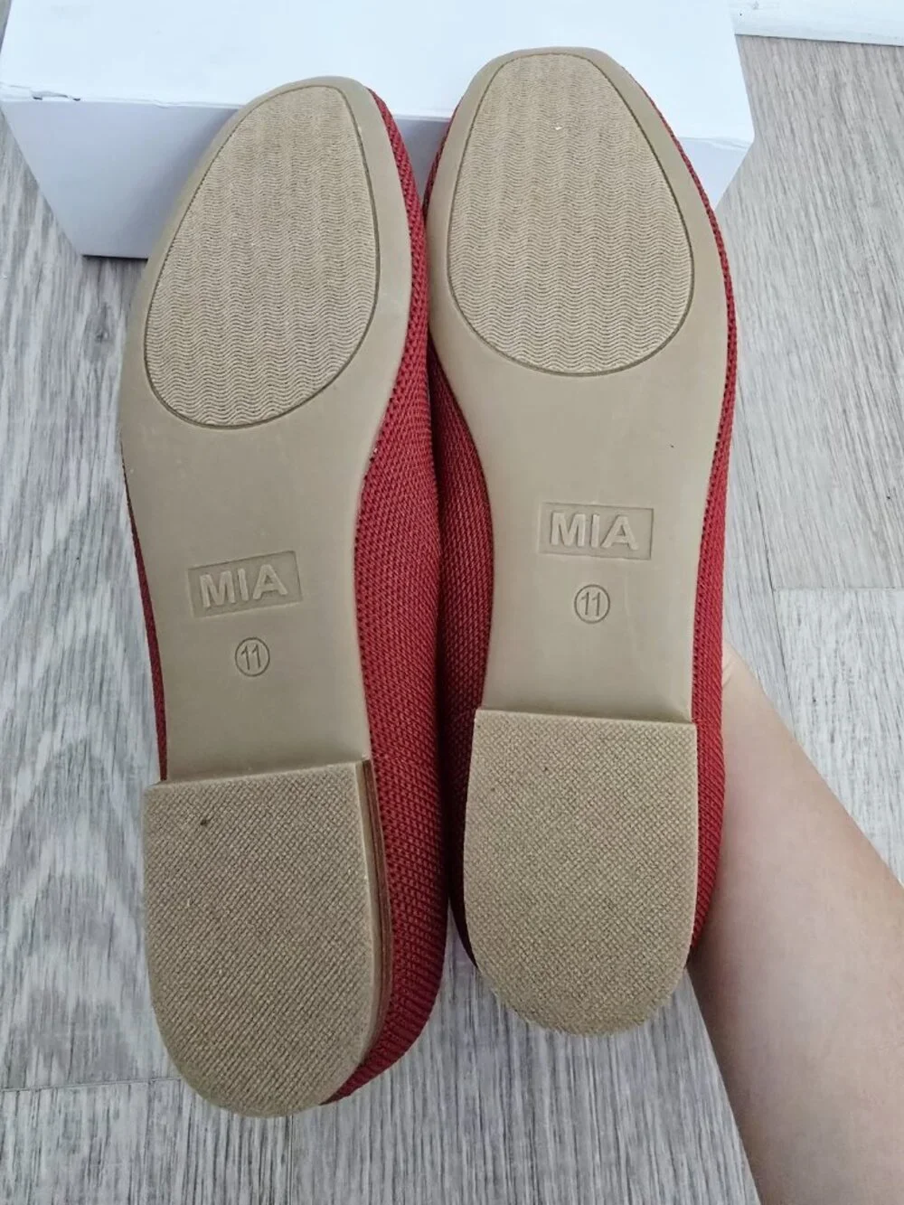 Mia Rasia Red Ballet Ballerina Flats Shoes 11 Knit Slip On Round Toe Womens